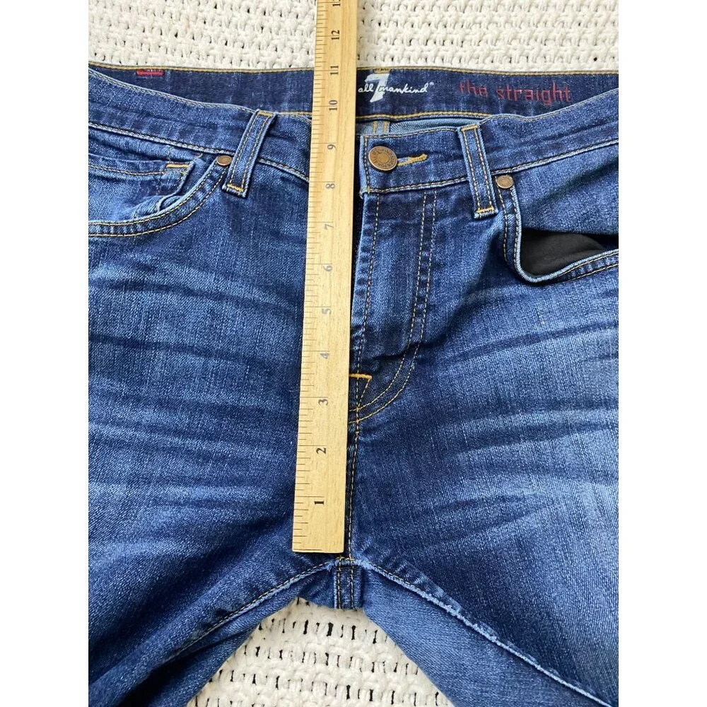 7 For All Mankind The Straight Leg Jeans Men Size 31 Medium Wash Denim Classic‎